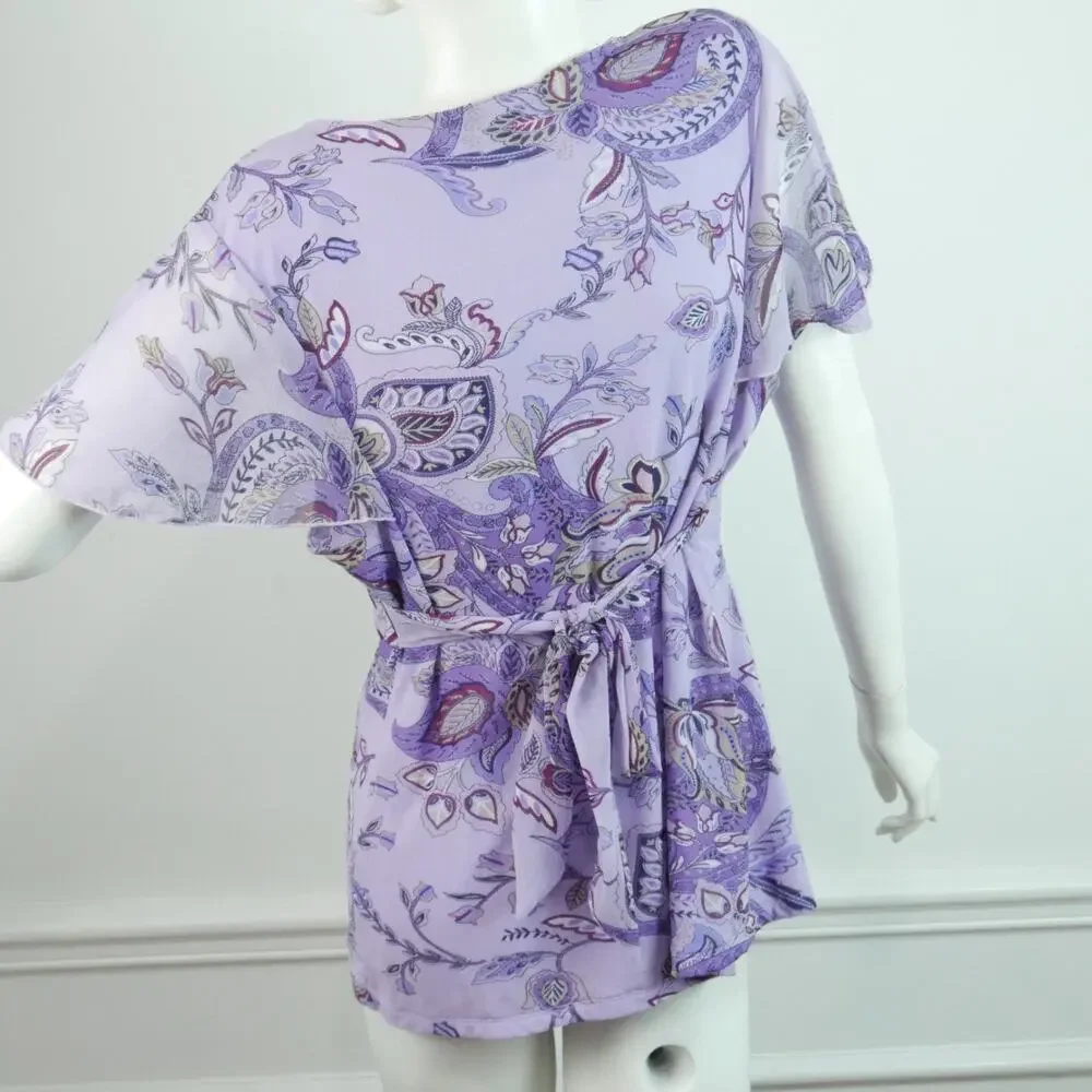 Vintage Y2K Babydoll Top Large Fairy Sheer Mesh Pastel Paisley Coquette Dainty - Picture 6 of 7